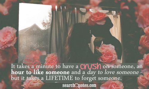It takes a minute to have a crush on someone, an hour to like someone and a day to love someone - but it takes a lifetime to forget someone.