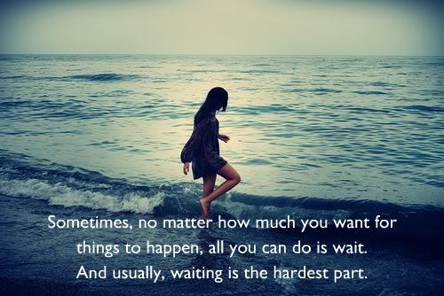 Sometimes, no matter how much you want for things to happen, all you can do is wait. And usually, waiting is the hardest part.