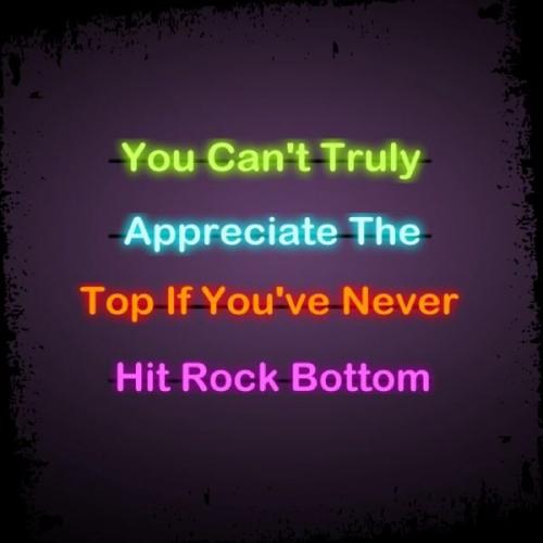 You can't truly appreciate the top if you've never hit rock bottom.