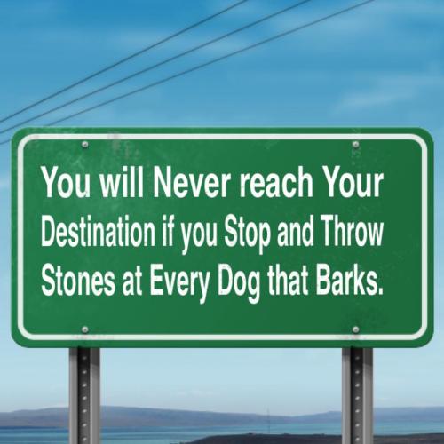 You will never reach your destination if you stop and throw stones at every dog that barks.